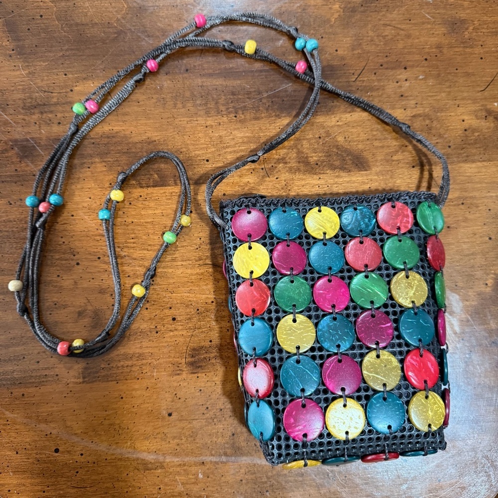 Multicolor Beaded Floral Crossbody Bag Small Women's Casual Handmade - Picture 2 of 4